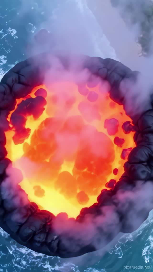 Molten Pillow in Ocean's Embrace - Fire & Water AI stock